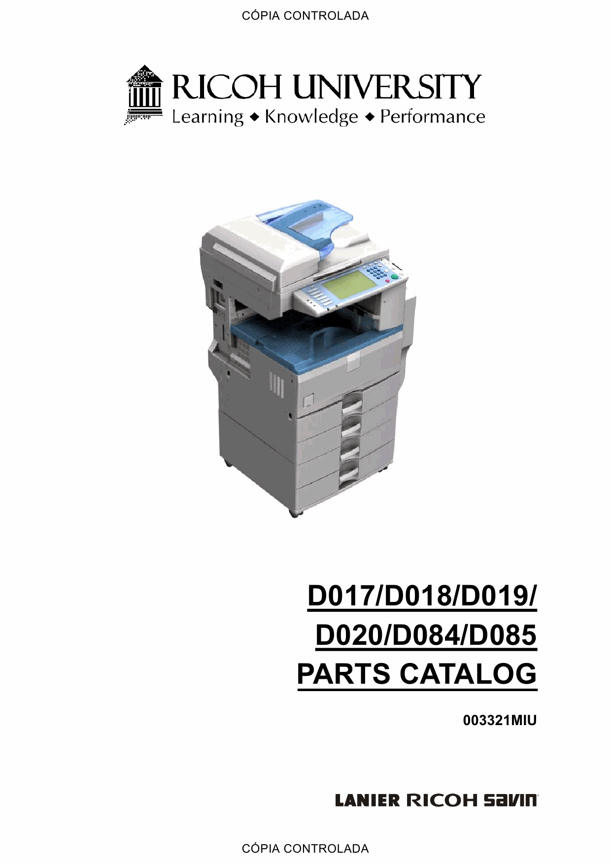 RICOH Aficio MP-2550B 2550SP 3350B 3350SP 2851SP 3351SP D017 D018 D019 D020 D084 D085 Parts Catalog-1